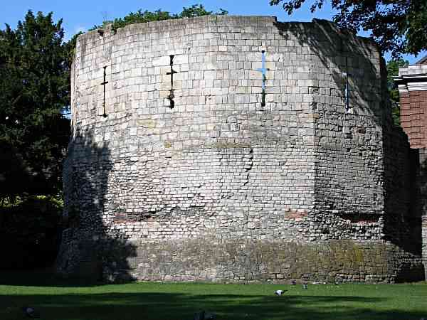 Looking at the outside of the Roman/Medieval Multangular Tower.