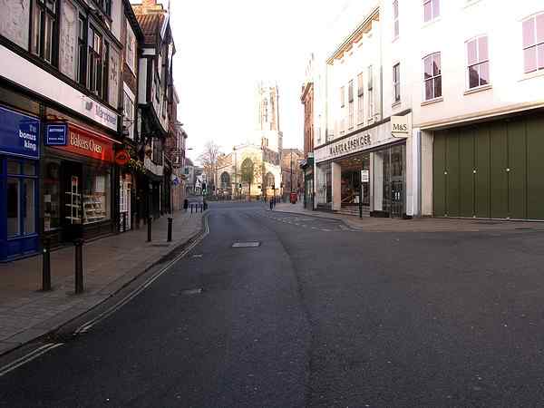 Junction with The Shambles to the right.