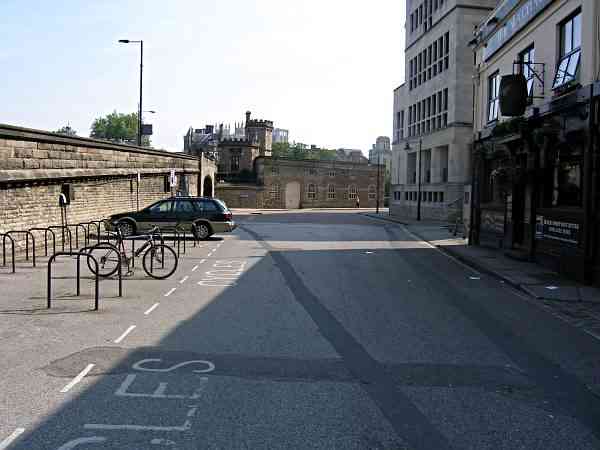 Looking towards Wellington Row and the river.