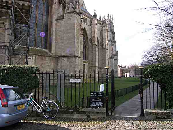 Looking into Dean's Park and passed the north side of the Minster towards Duncombe Place..