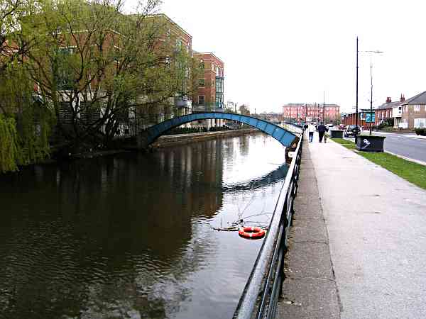 Looking along the canalised River Foss towards Peasholme Green and Layerthorpe Postern.