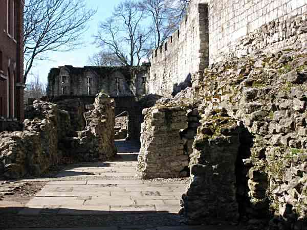 Looking along the Roman wall.