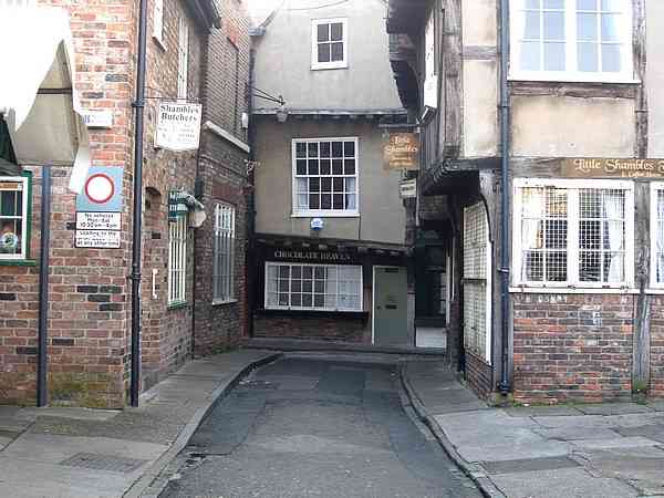 Looking north east towards the Shambles. 